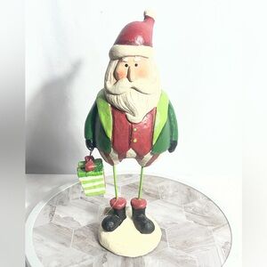 Holiday Home Santa Figurine Decor Whimsical Standing Santa with Gift 12”